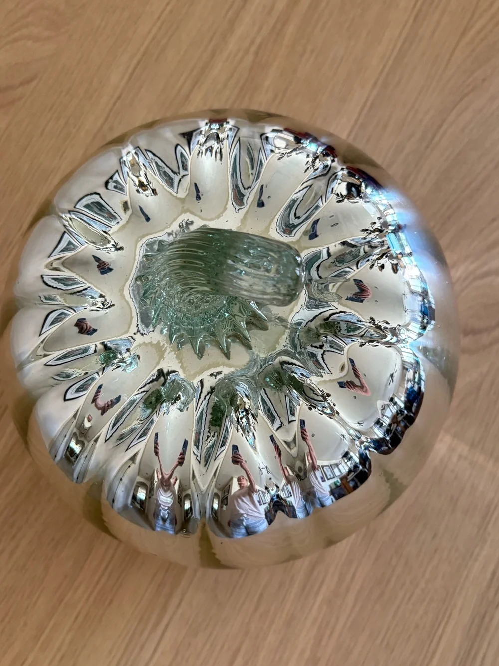 Pottery Barn Handblown Reflective Silver Mercury Glass Pumpkin Large Size NWT